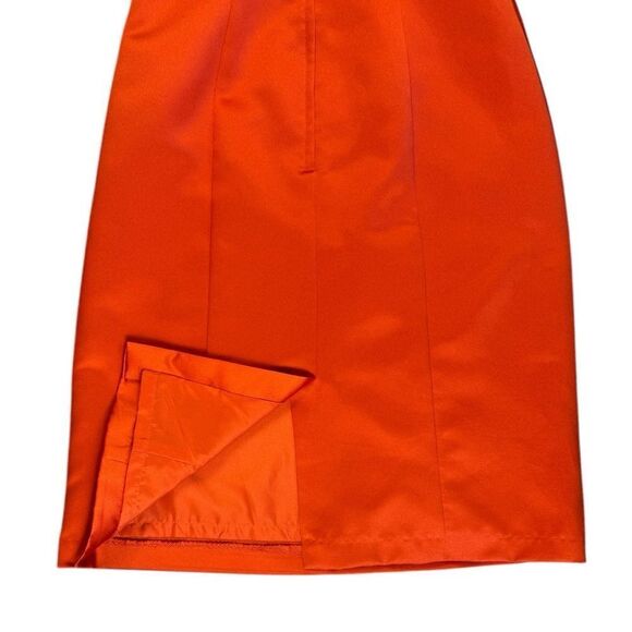 Alfred Angelo Reddish Orange Strapless Midi Cocktail Dress Sz 4 - Picture 6 of 10